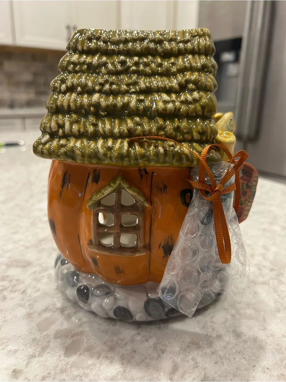 “New” Blue Sky Clayworks Spicy Pumpkin Tavern Halloween House-Tealight holder